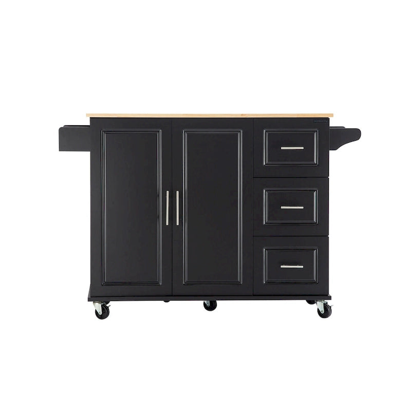 Dessert de cuisine roulant avec plateau en bois d'hévéa, tiroirs, armoire, étagère à épices, blanc