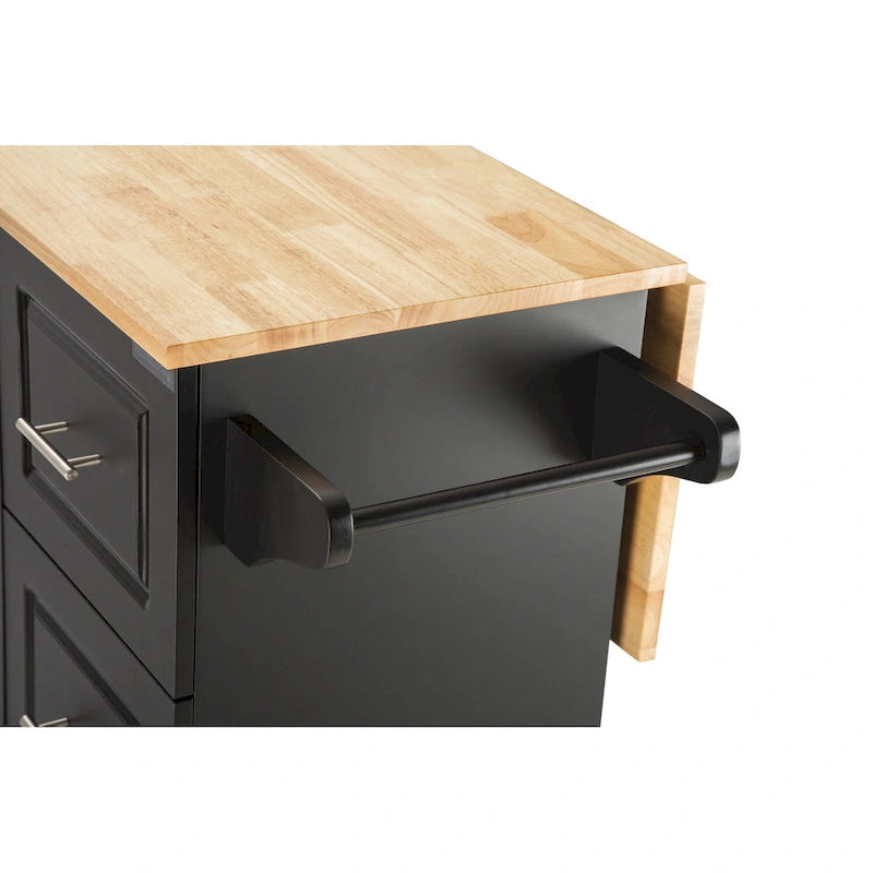 Dessert de cuisine roulant avec plateau en bois d'hévéa, tiroirs, armoire, étagère à épices, blanc