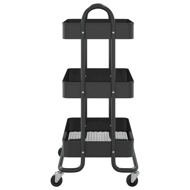 Chariot de rangement roulant à 3 niveaux en acier avec roues, Noir / Blanc / Anthracite