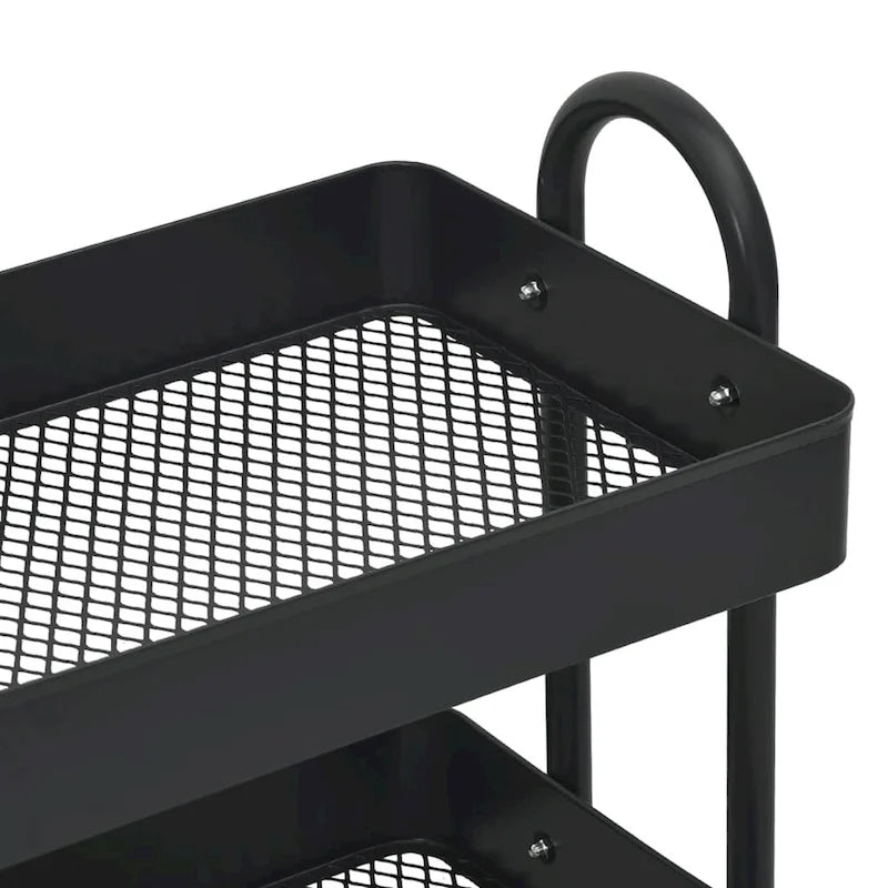 Chariot de rangement roulant à 3 niveaux en acier avec roues, Noir / Blanc / Anthracite