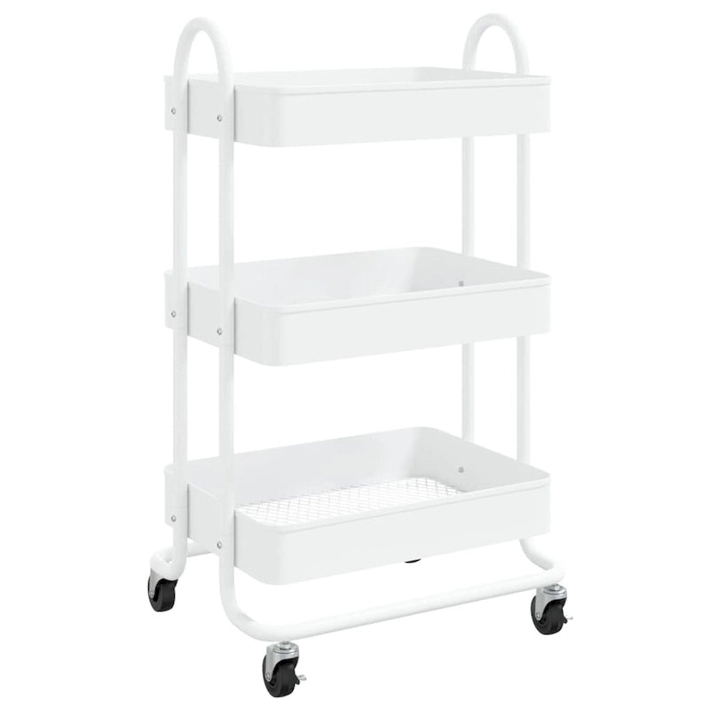 Chariot de rangement roulant à 3 niveaux en acier avec roues, Noir / Blanc / Anthracite
