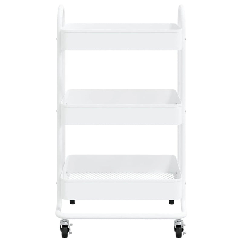 Chariot de rangement roulant à 3 niveaux en acier avec roues, Noir / Blanc / Anthracite