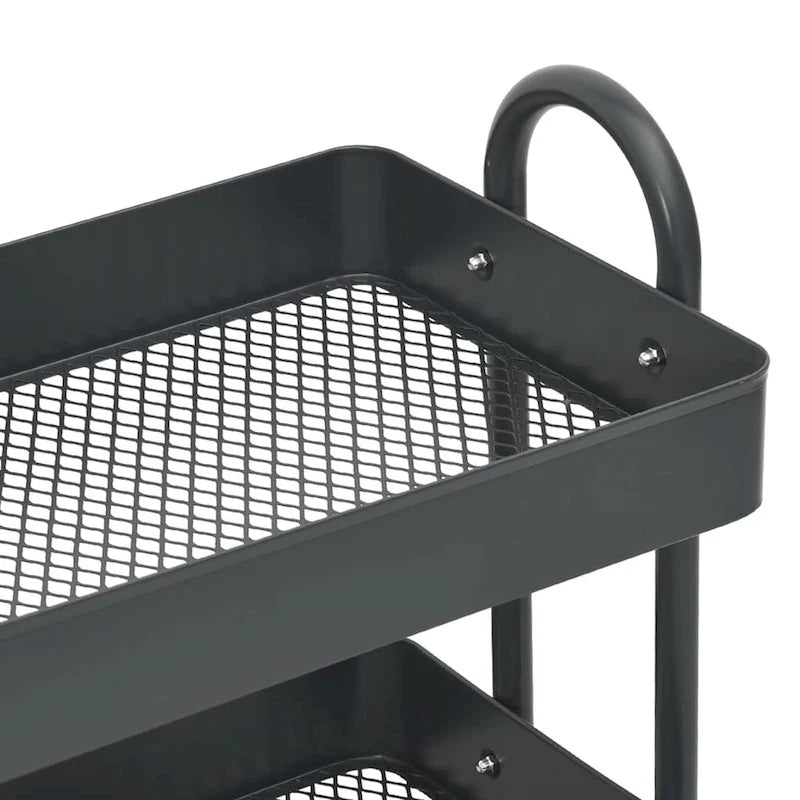 Chariot de rangement roulant à 3 niveaux en acier avec roues, Noir / Blanc / Anthracite