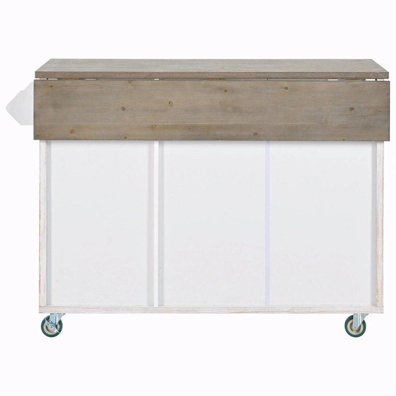 Îlot de cuisine rétro en bois avec abattant et rangement interne, Bleu marine