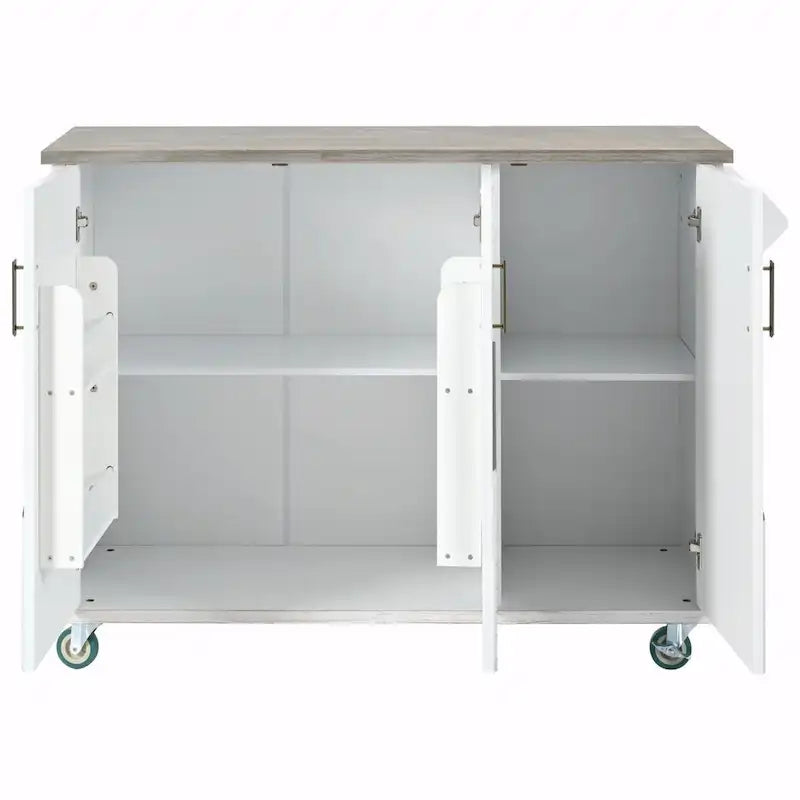 Îlot de cuisine rétro en bois avec abattant et rangement interne, Bleu marine