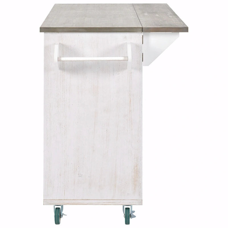 Îlot de cuisine rétro en bois avec abattant et rangement interne, Bleu marine