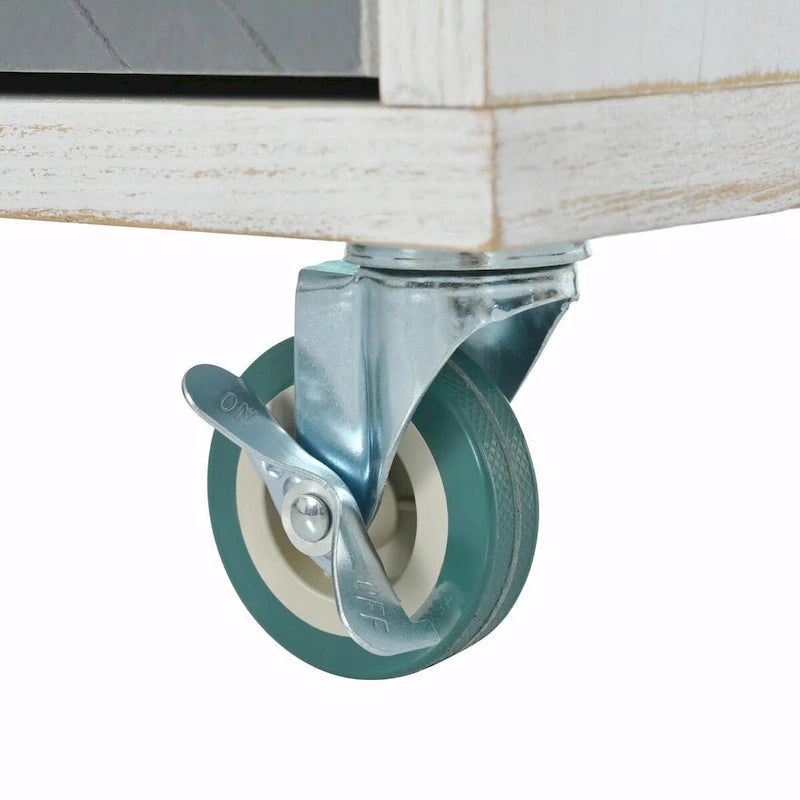 Îlot de cuisine rétro en bois avec abattant et rangement interne, Bleu marine