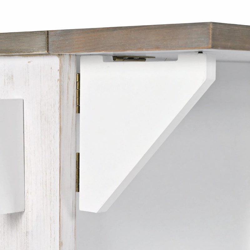 Îlot de cuisine rétro en bois avec abattant et rangement interne, Bleu marine