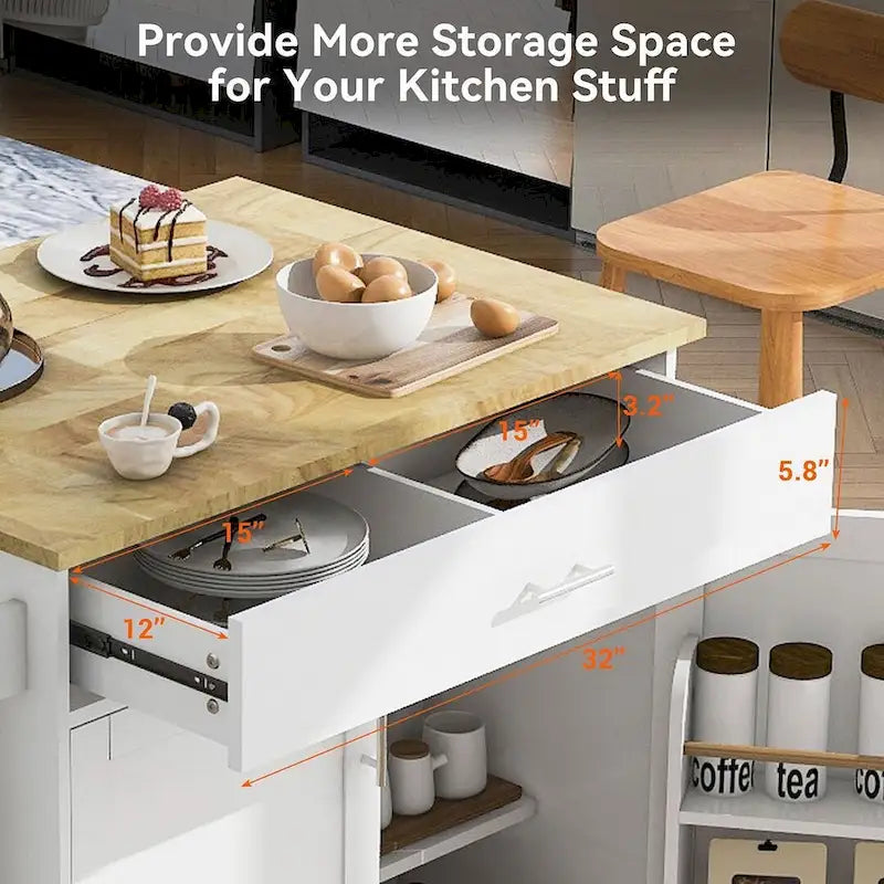 Desserte de cuisine moderne en bois d'hévéa avec tiroirs de rangement et porte-serviettes, Gris/Blanc
