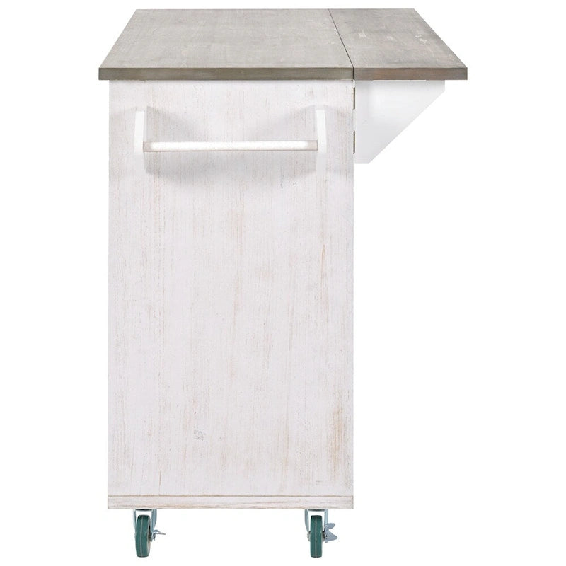 Îlot de cuisine roulant avec abattant, portes d'armoire Mountain Peak, gris-blanc