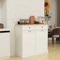 Meuble de tri sélectif blanc avec 2 tiroirs et poubelles intégrées