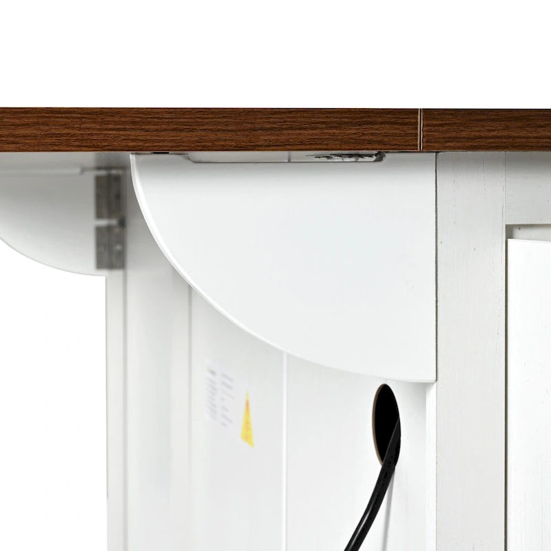 Desserte d'îlot de cuisine style rustique avec portes de grange en X, prises électriques et roulettes